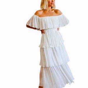 Baltic Born Off-Shoulder White Maxi Dress